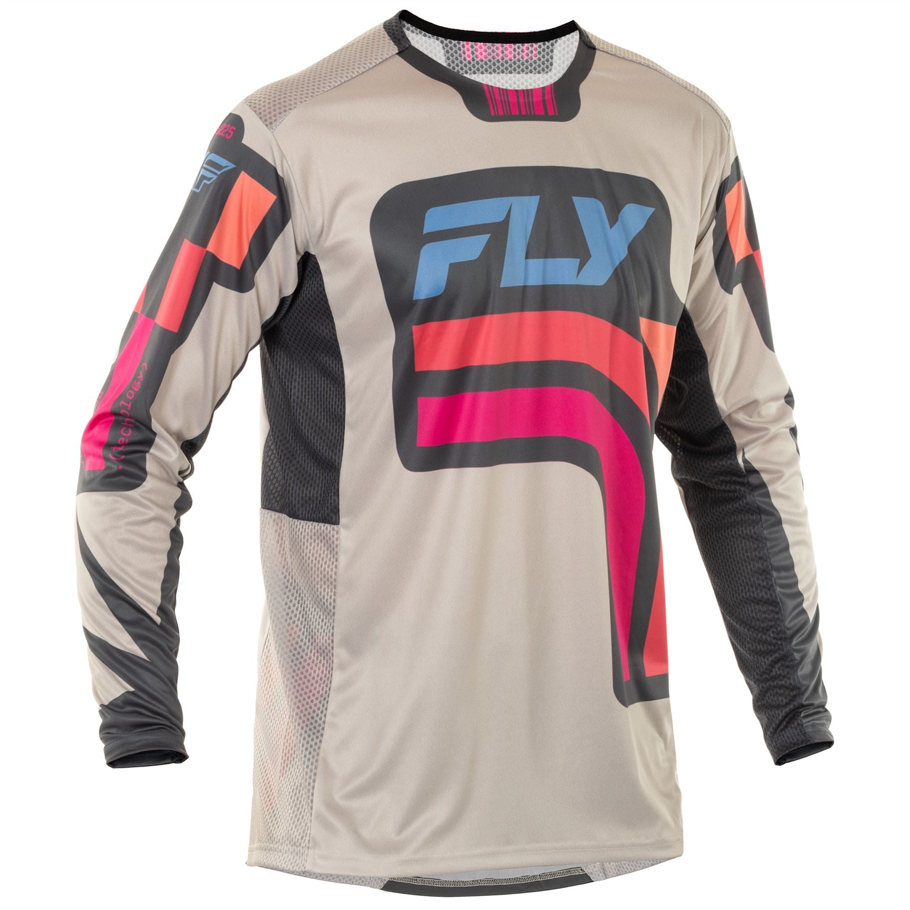 Fly Racing 2025 Lite Vice Motocross Jersey Light Grey Pink Coral
